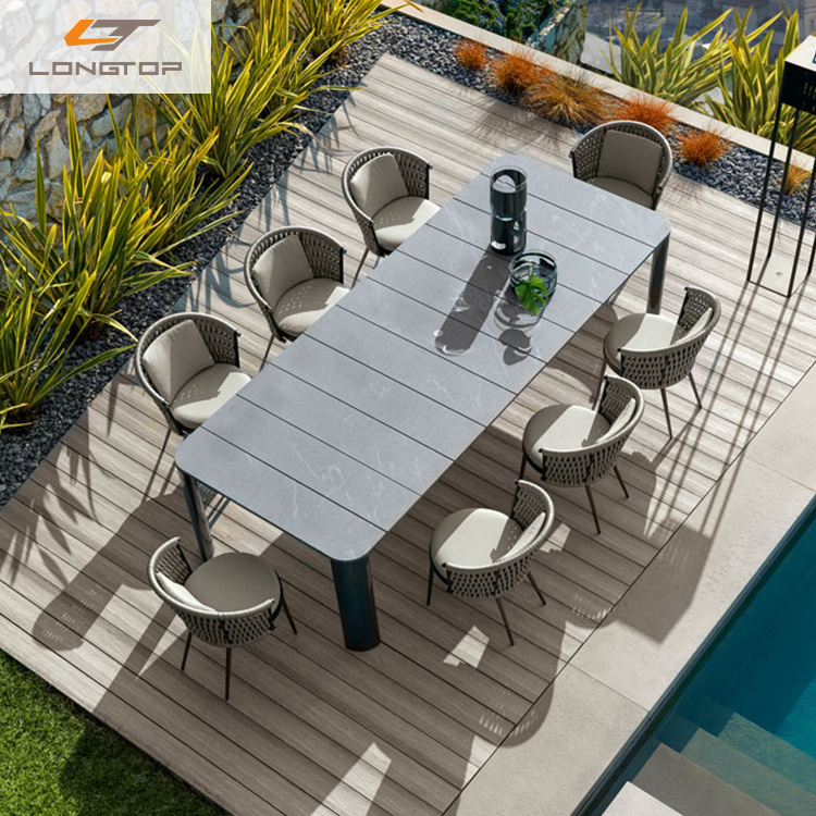 luxurious aluminium woven garden patio table and chairs outdoor furniture diner dining set garden sets