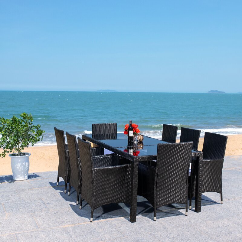 rattan wicker 4 6 seat table and chair dining restaurant patio outdoor furniture set rattan garden set