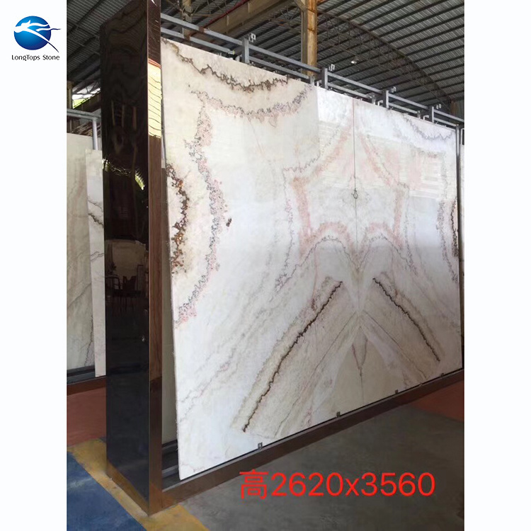 Xiamen Longtops exotic bookmatched backlit red marble onyx slab