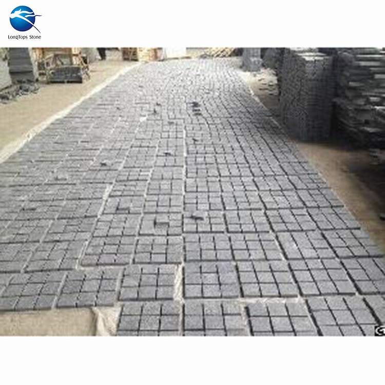 G684 black basalt mesh back paving stone