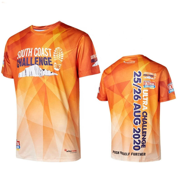 OEM Custom logo Polyester Moisture Wicking Quick Dry Marathon Event Sport Running Sublimation men's shirt T-Shirts