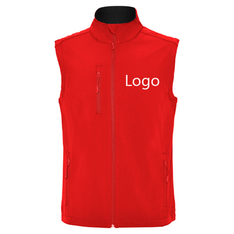 Custom Logo Breathable Waterproof Windproof Sleeveless Gilet With Fleece Lined Work Jacket Classic Softshell Mens Vest