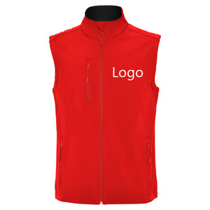 Custom Logo Breathable Waterproof Windproof Sleeveless Gilet With Fleece Lined Work Jacket Classic Softshell Mens Vest