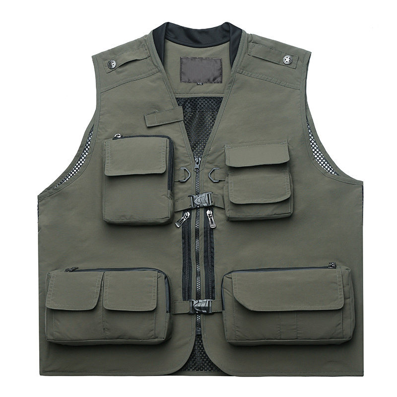 LT Custom Logo Multi Pockets Mesh Outdoor Casual Work Uniform Hiking Photography Fishing Travel Cargo Vest for men