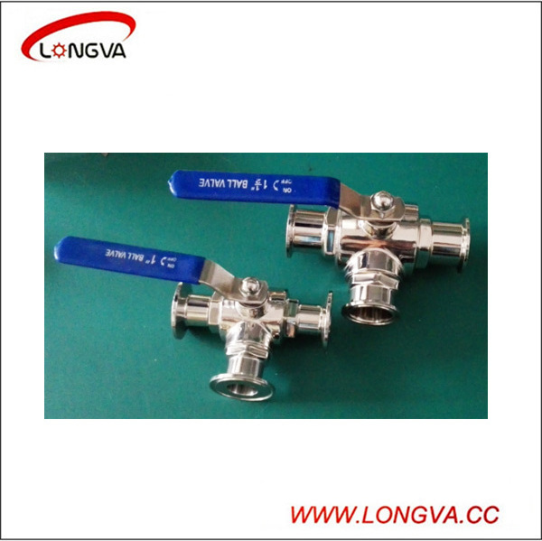 2 inch Sanitary Stainless Steel Air Actuated T Port 3-wayTri Clamp Ball Valve