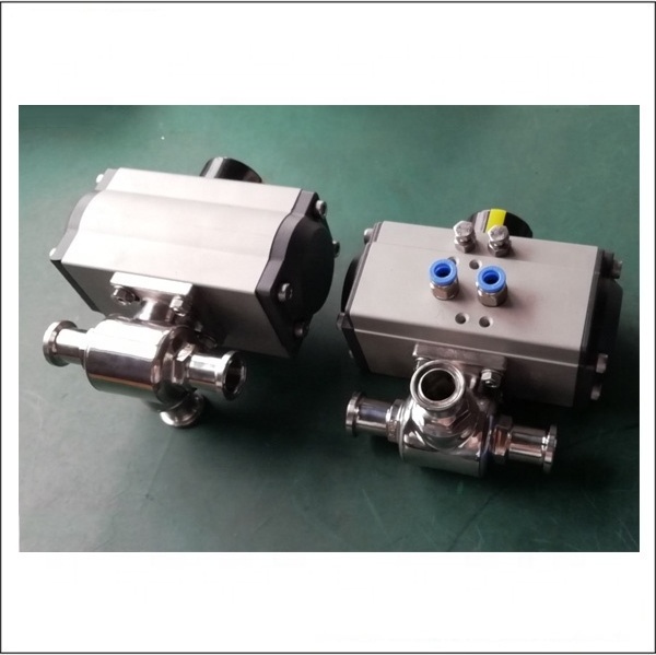 2 inch Sanitary Stainless Steel Air Actuated T Port 3-wayTri Clamp Ball Valve