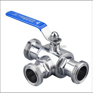 sanitary stainless steel three ways T type ball valve