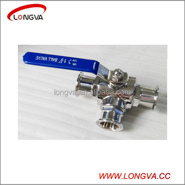 sanitary stainless steel three ways T type ball valve