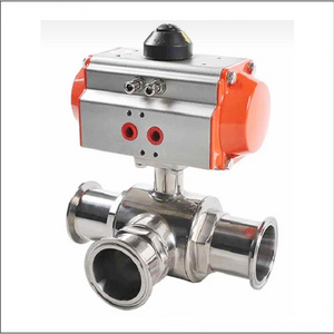 2 inch Sanitary Stainless Steel Air Actuated T Port 3-wayTri Clamp Ball Valve