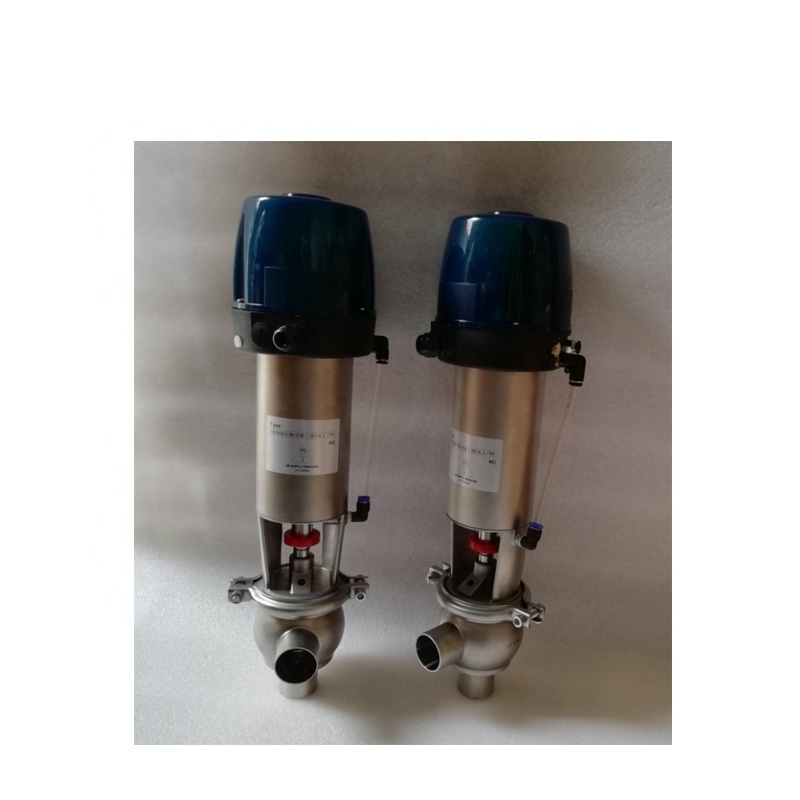 Stainless Steel Change Over Seat Valve Sanitary Intelligent Pneumatic Reversing Divert Seat Valve