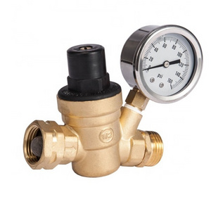 3/4 NH Threaded Brass Lead-Free with Gauge Adjustable water pressure regulating valve