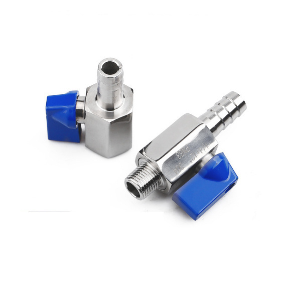 Water Ball Valve PN63 1/4 male NPT to 8mm hose barb steel mini ball valve