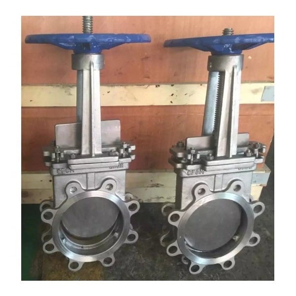 JIS10K DN100 stainless steel cf8 wafer flange knife gate valve