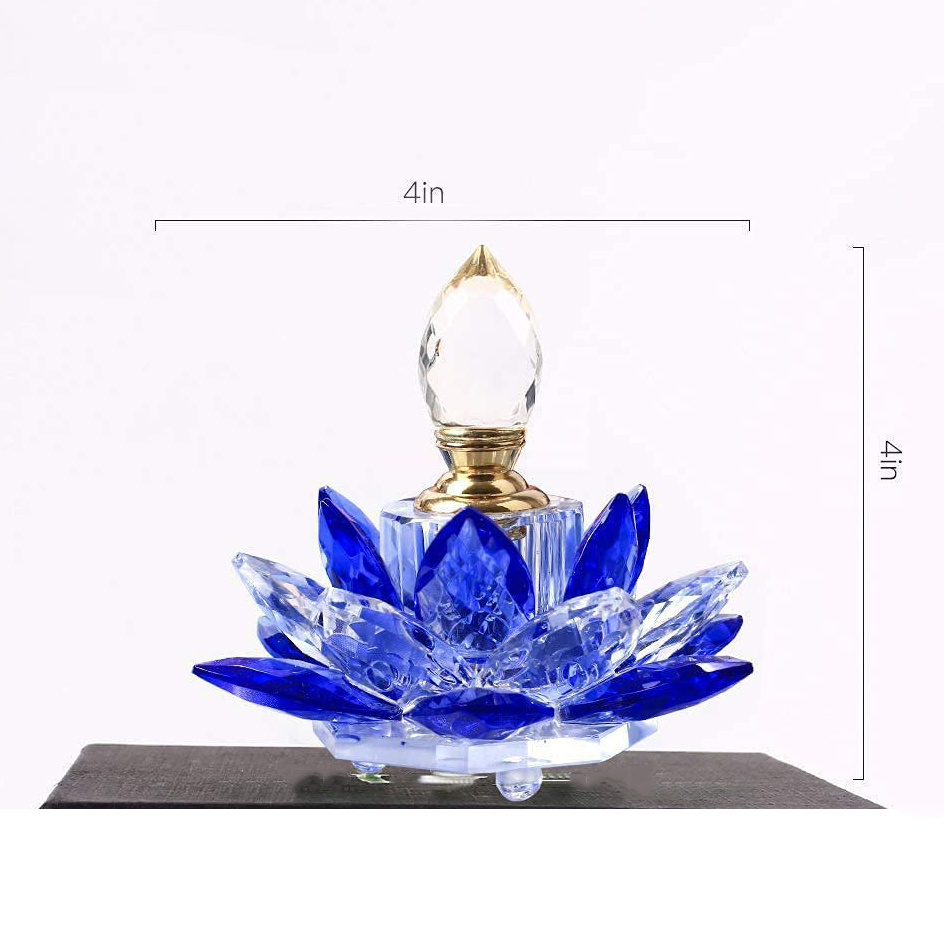 Refillable Decorative Lotus Flower Sapphire Sparkle Perfume Bottle for Gifts