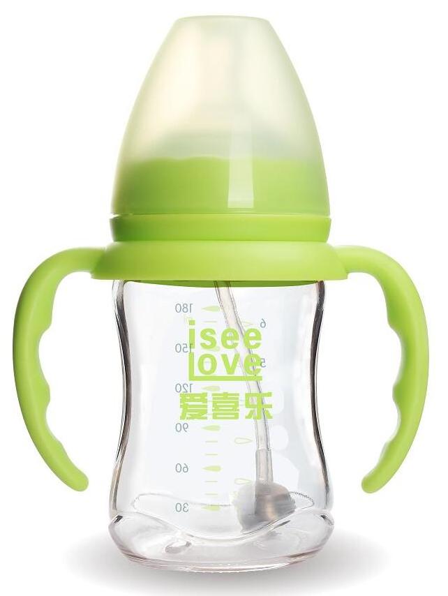 Custom BPA free borosilicate glass feeding baby bottles with Cute Design