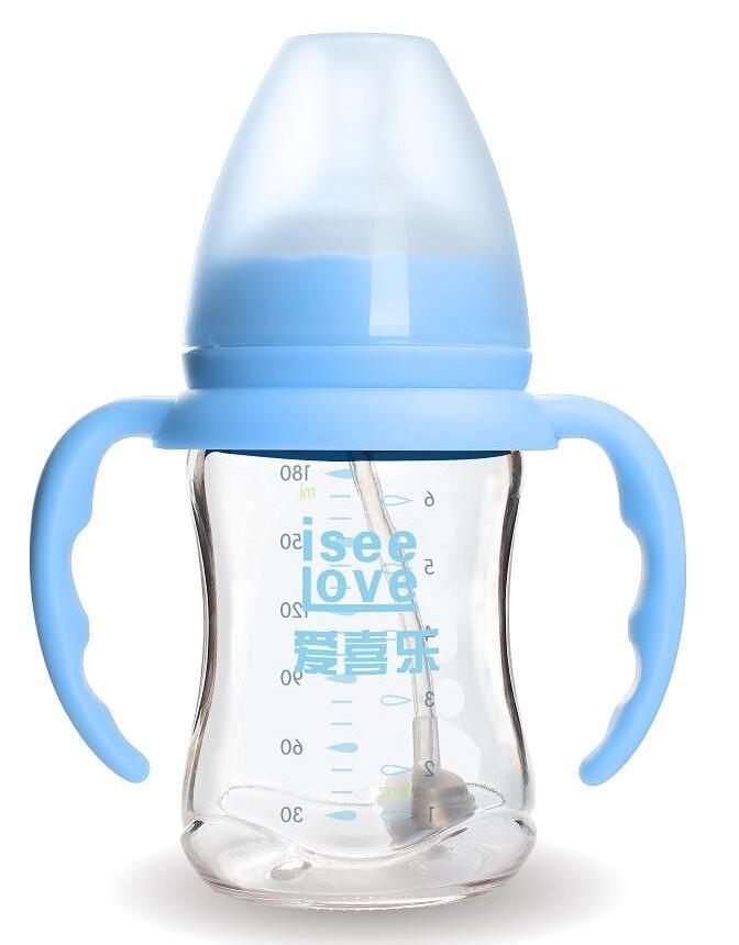 Custom BPA free borosilicate glass feeding baby bottles with Cute Design