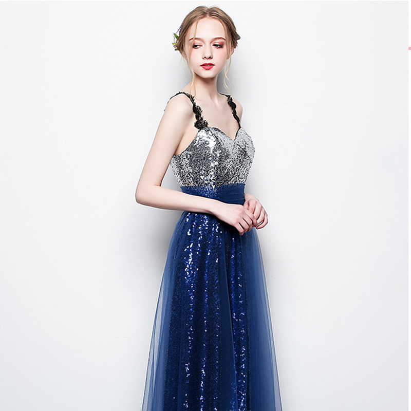 blue wedding gown Fashion Elegant Mesh Strap Shoulder wedding dress blue bridal gowns wedding gown blue