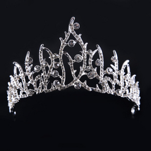 European bridal tiara crown for hair iridescent cheap tiara alloy rhinestone jewelry wedding bridal men crown