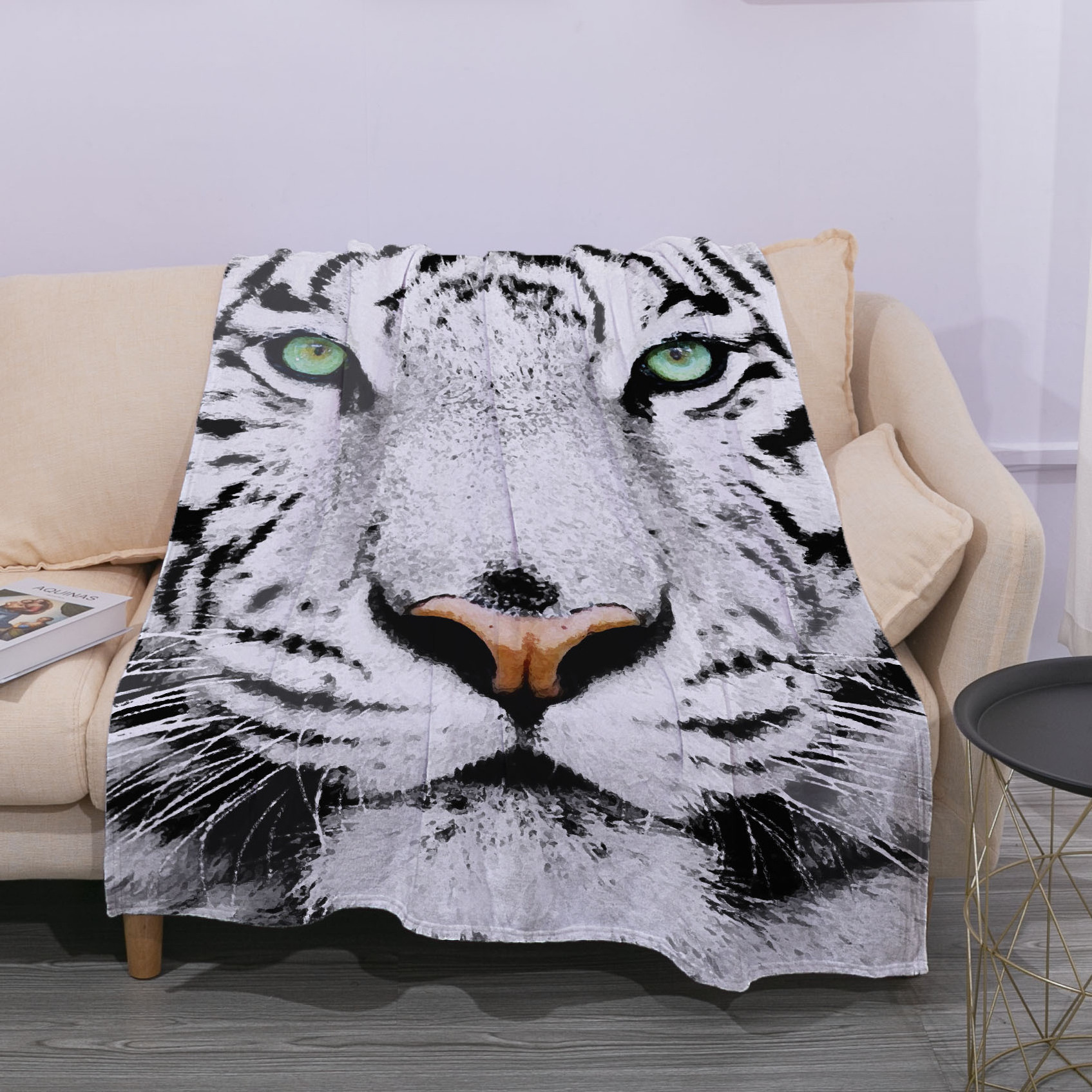 custom  50*60 inch sublimation  san marcos soft tiger mink blanket sherpa