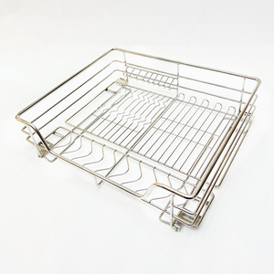 Kitchen Cabinet Organizer Pull Out Drawer Basket Dish And Bowl Rack Stainless Steel Wire Basket