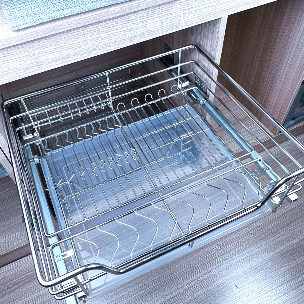 Kitchen Cabinet Organizer Pull Out Drawer Basket Dish And Bowl Rack Stainless Steel Wire Basket