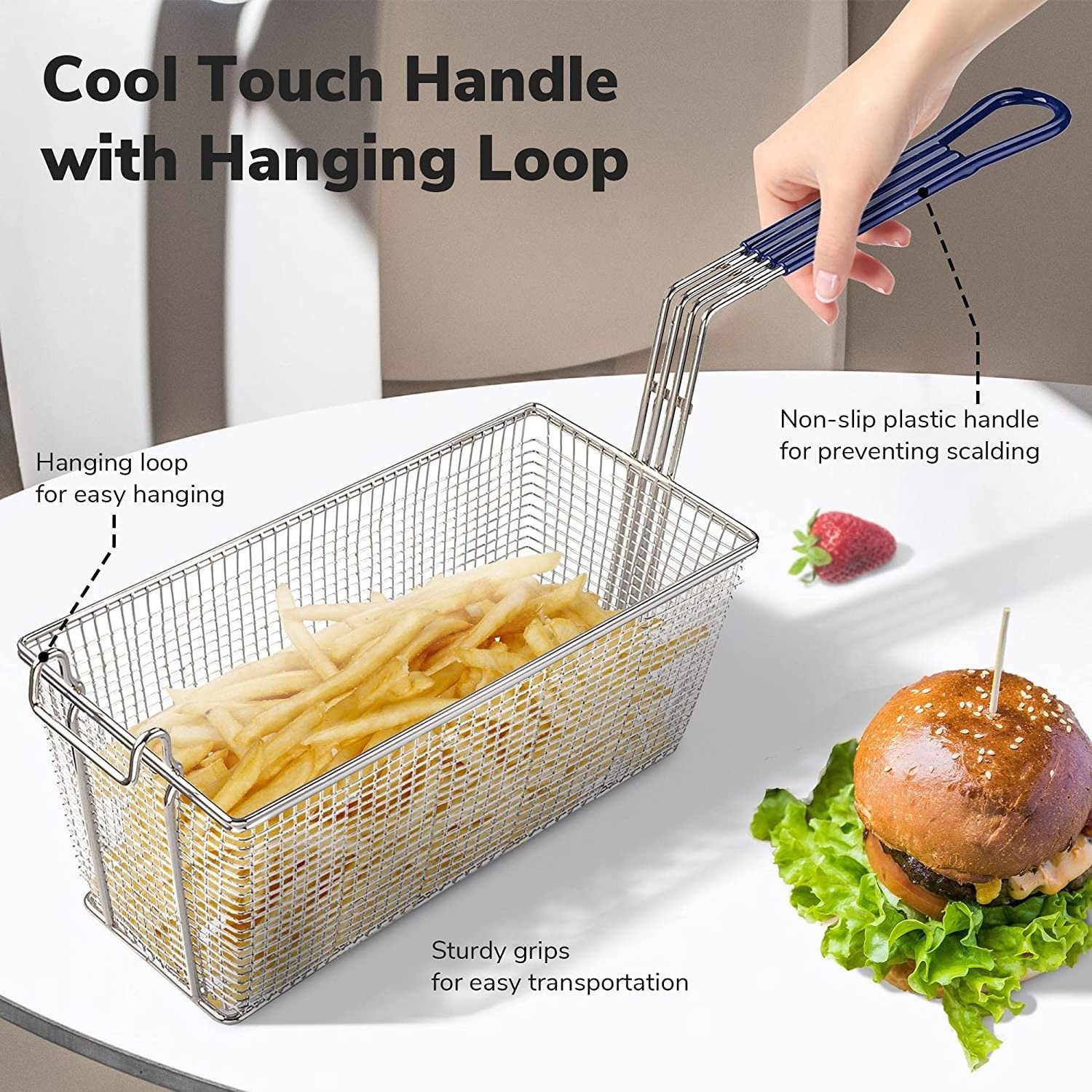 Commercial Kitchen Grid French Fries Basket Chips fryer basket  steel Steel Frying Basket