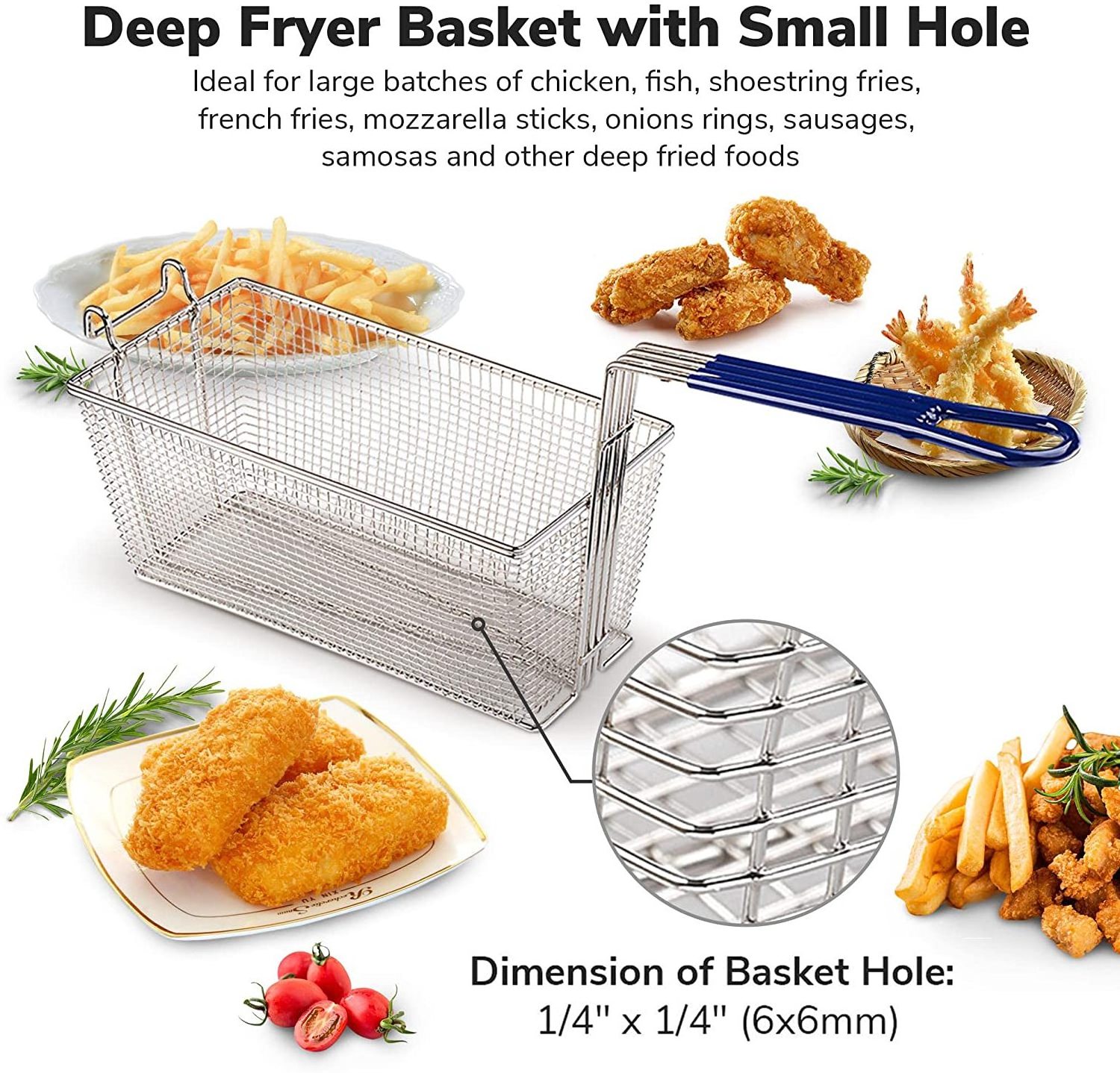 Commercial Kitchen Grid French Fries Basket Chips fryer basket  steel Steel Frying Basket