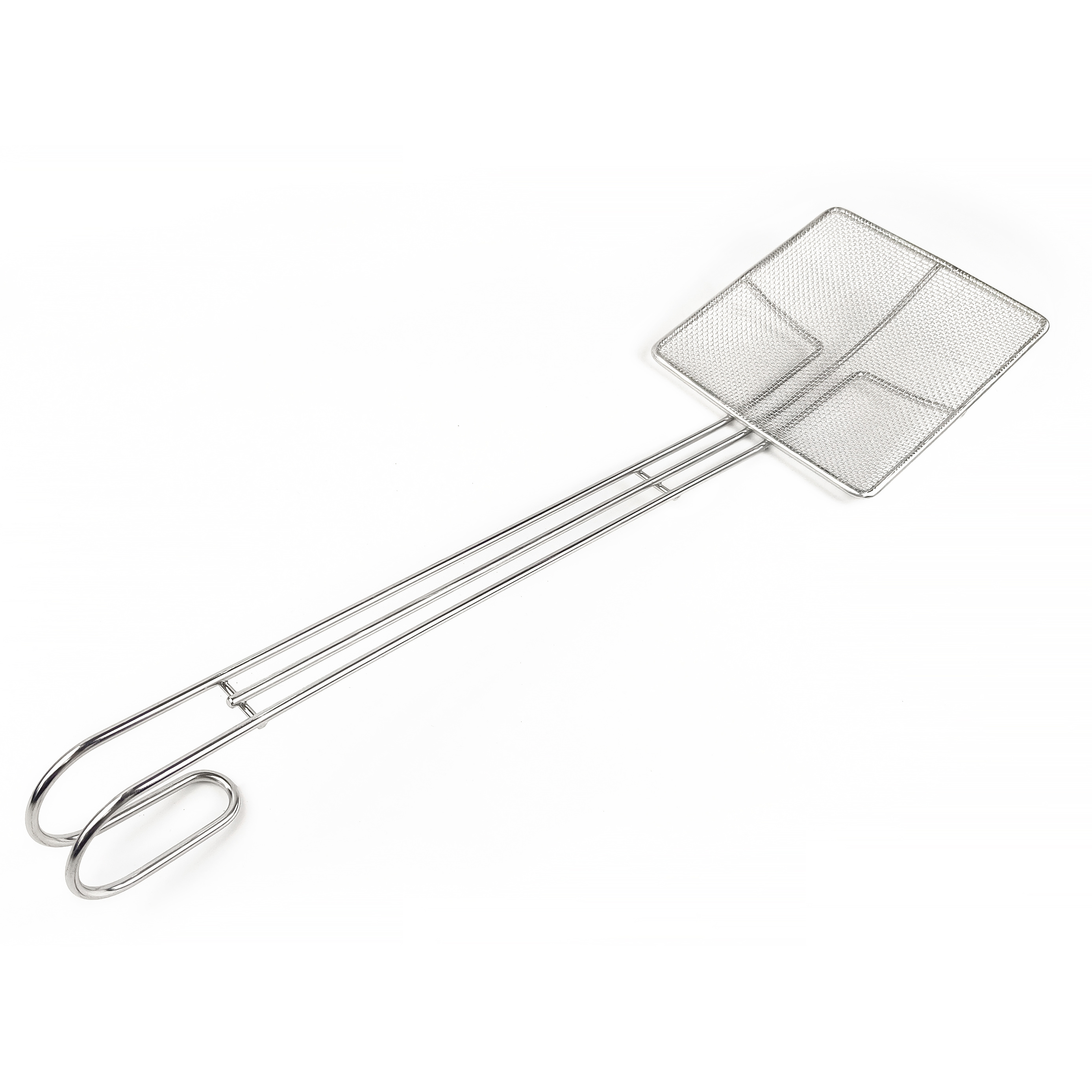 Kitchen Fried Food Oil Fat Skimmer Stainless Steel 6.7 Inches Square Fine Mesh Fryer Skimmer With Long Handle