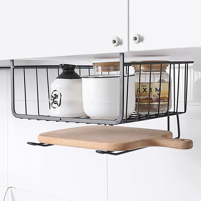 Kitchen Under Cabinet Add-on Storage Rack Slide-in Baskets Organizer For Home Pantry Desk Bookshelf Under Shelf Wire Basket