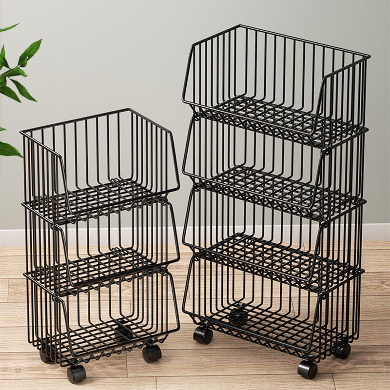 Custom Multi-Layer Rotating Fruit Organization Kitchen Vegetable Storage Baskets 4-Tier Kitchen Storage Rack Household