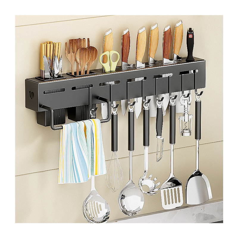 Metal Spice Organizer Rack Wall Mounted Knife Holder Tool Storage Racks Shelving Units Tableware Shelf Kitchen Rack