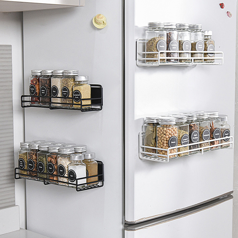 2 Pcs Pack Moveable Fridge Storage Organizer Strong Magnetic Spice Racks For Refrigerator Kitchen