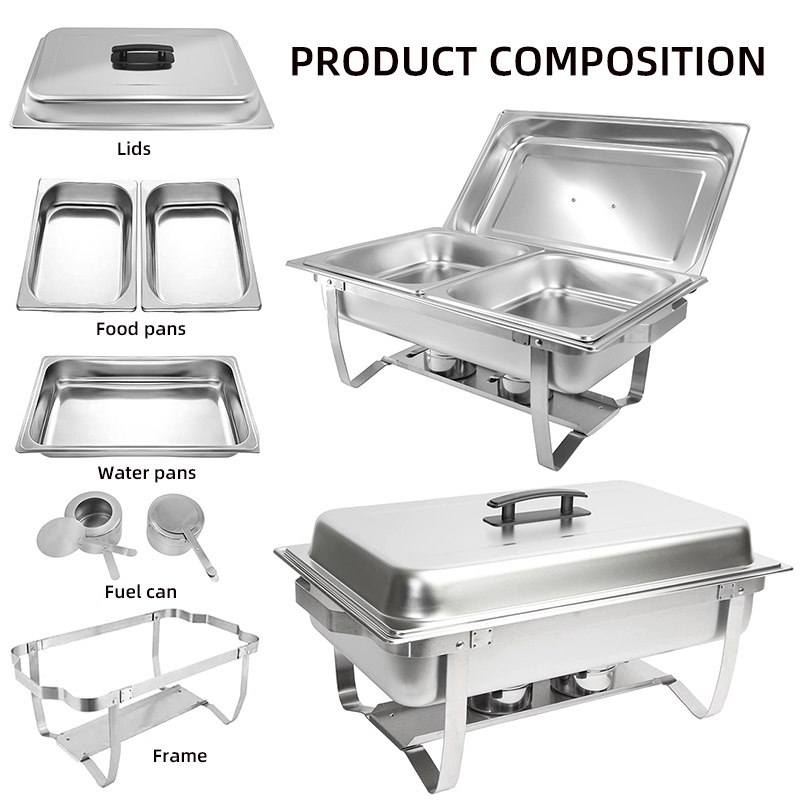 Chaffing Pour Cheffing Dishes Stainless Steel Buffet Service Heating Trays Staffing Chafer Dish Buffet Heater Set Warmer