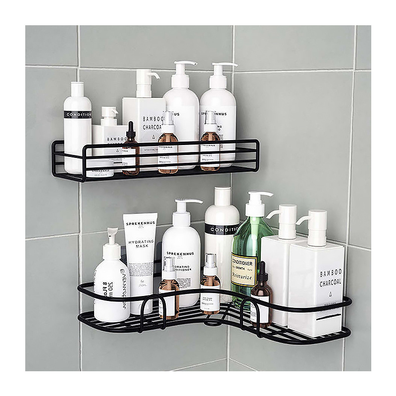 Bathroom Corner Shelf Tripod Shelves Adhesive Kitchen Corner Racks Wall Mounted No Drilling Storage