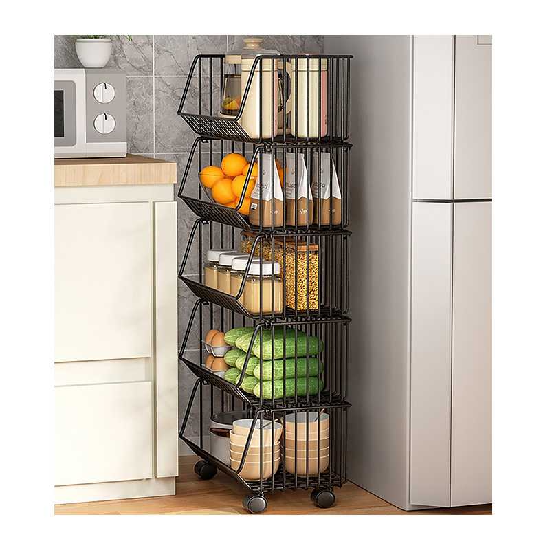 Custom Multi-Layer Rotating Fruit Organization Kitchen Vegetable Storage Baskets 4-Tier Kitchen Storage Rack Household