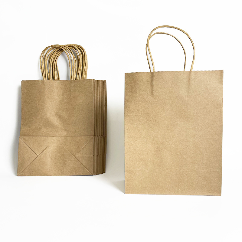 Custom Printed Your Own Logo Wholesale Gift Food Grocery Brown handle Kraft White Paper Bags