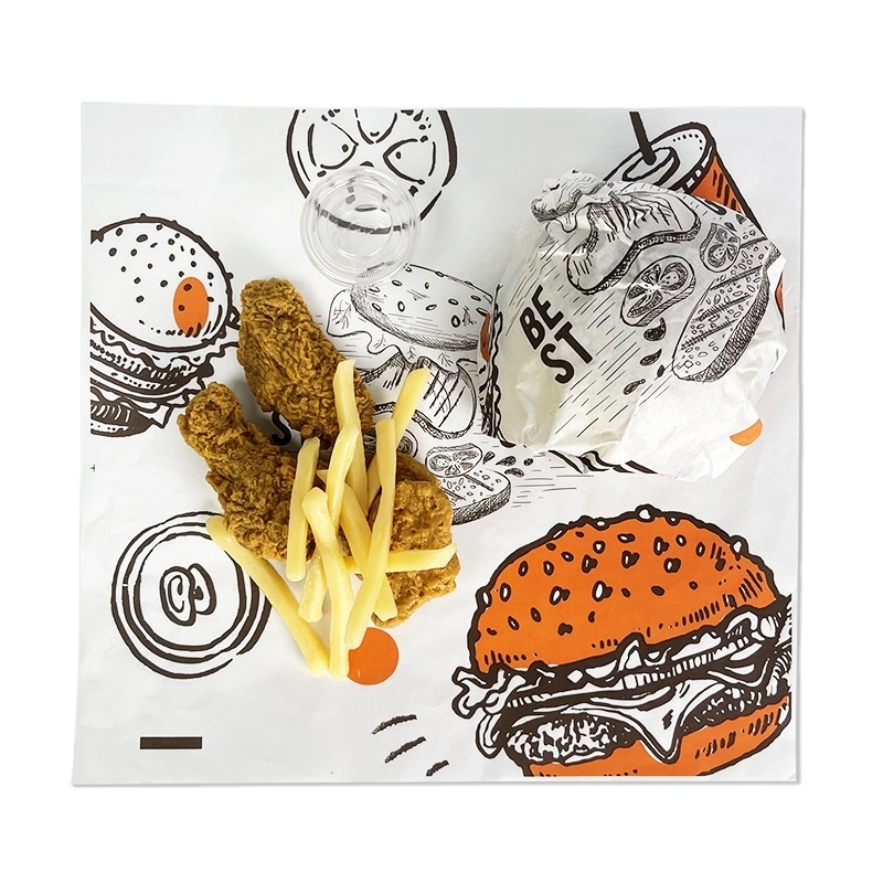 Custom Print Disposable Greaseproof Wrapping Papers Oil Proof Water Proof Burger Paper for Restaurants Picnics Parties