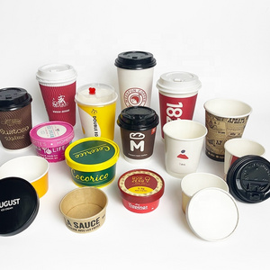 Customize Logo Design Paper Cup 6/8/10/12/16 OZ Ripple /Single/Double Paper Coffee Cups With Disposable Paper Cup Sleeve