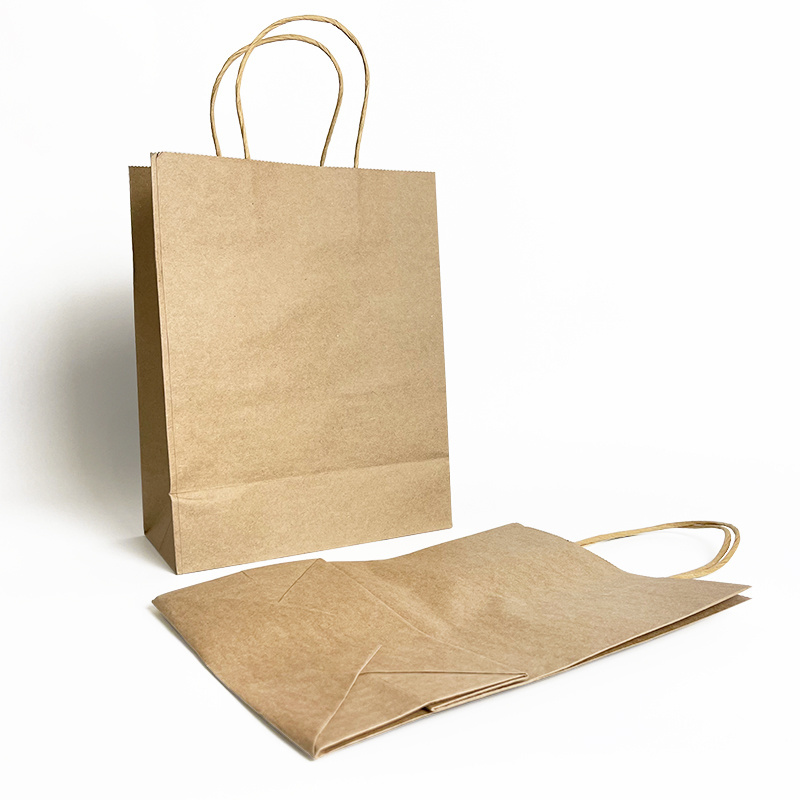 Custom Printed Your Own Logo Wholesale Gift Food Grocery Brown handle Kraft White Paper Bags