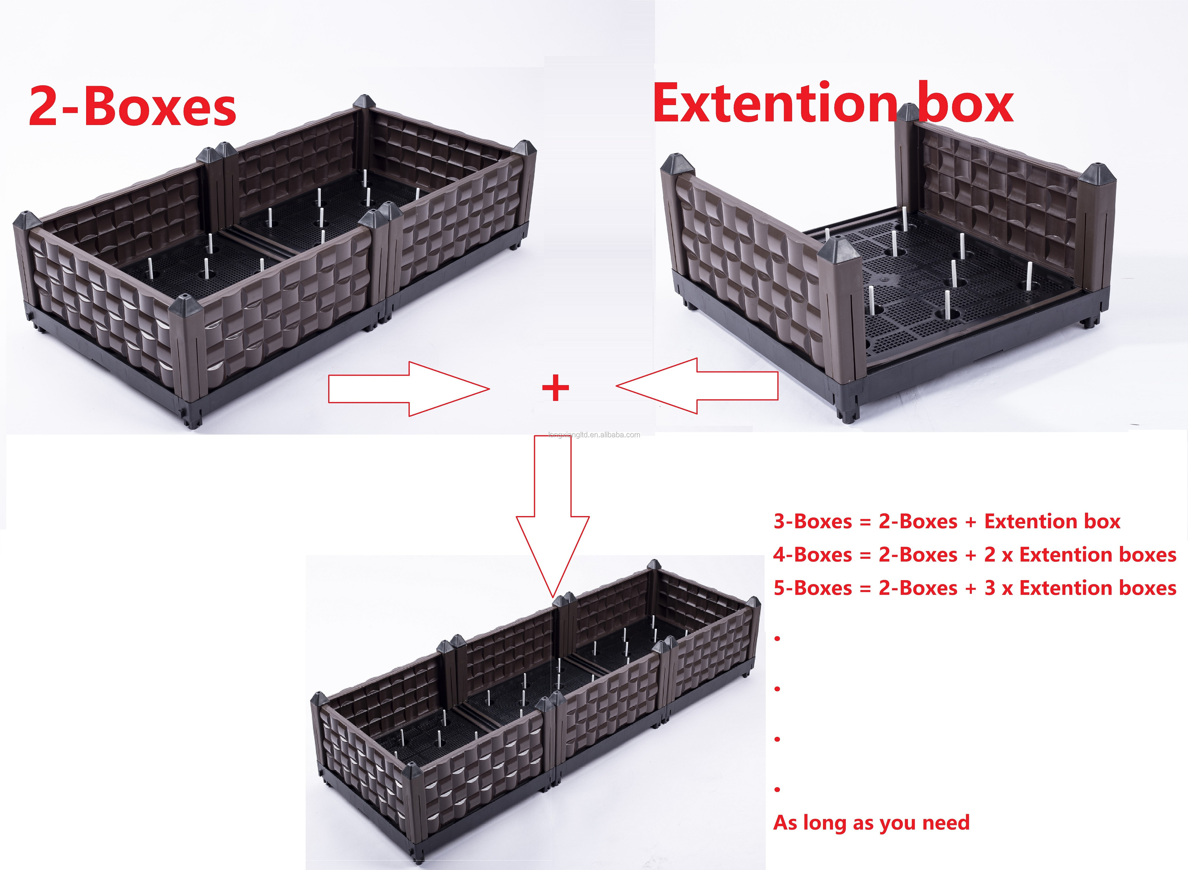 Easy to Assemble PP Plastic Square Planting Vegetables Flower Rectangular Vinyl Garden Box Planter Boxes Large Outdoor