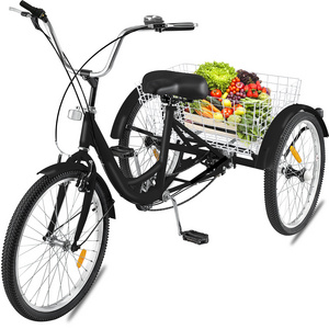 Popular 20"/24"/26" Steel Trike Tricycle with Back Rest for elder