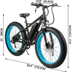 26Inch Fat Tire Electric Bike 1000W 48V Snow E-Bike Shimano 7 Speeds Beach Cruiser Mens Women Mountain E-Bike