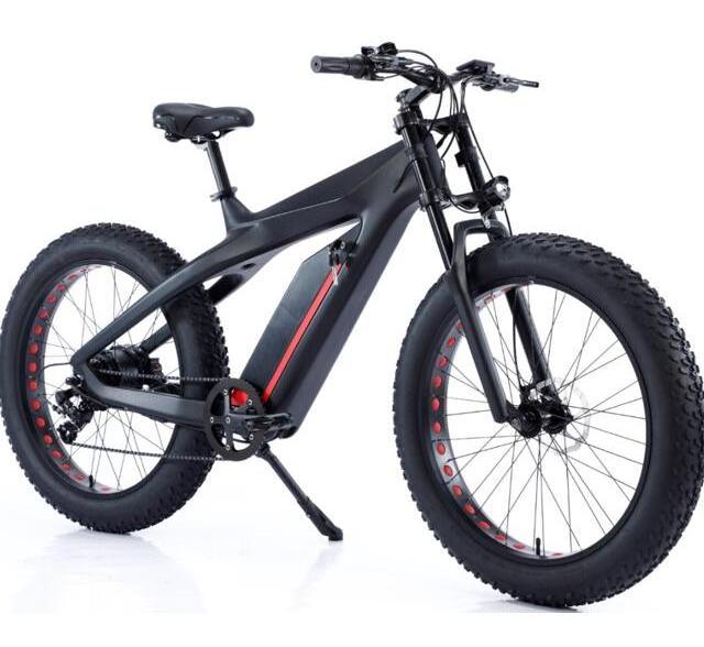 26inch Electric Snow/Sand/ Mountain Bike 48V 1000W Bafang Carbon Fiber MTB Fat Tire Electric Bicycle with customized model