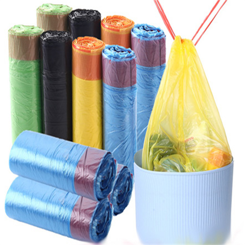 Biodegradable disposable plastic dustbin poly bag trash garbage bag with drawstring