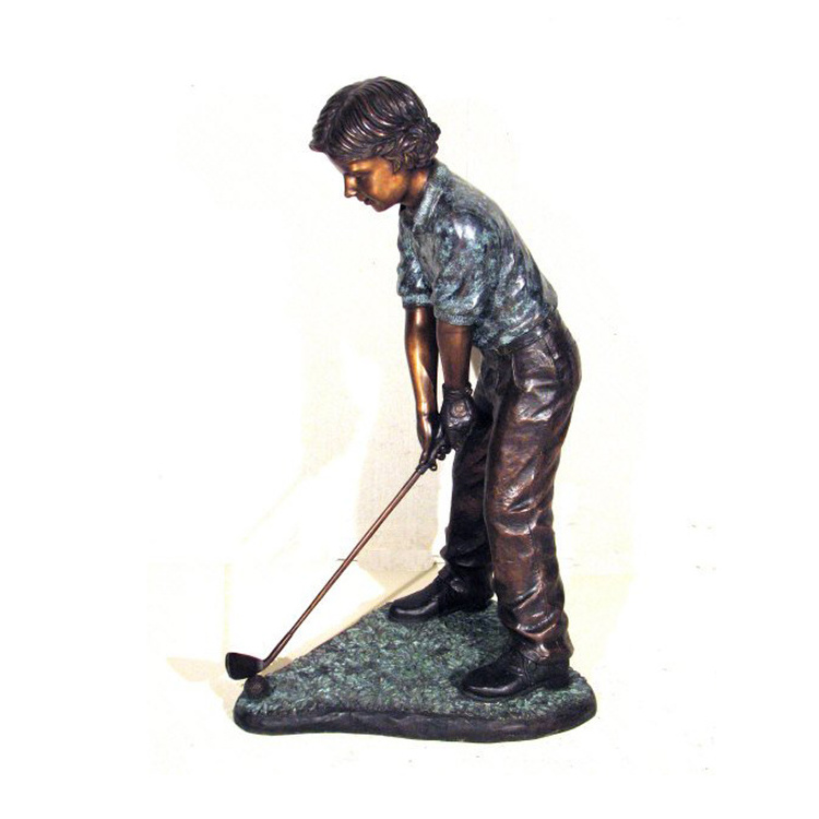 hot sale decorate Outdoor Garden Life Size Casting Bronze Children Playing Golf Statue