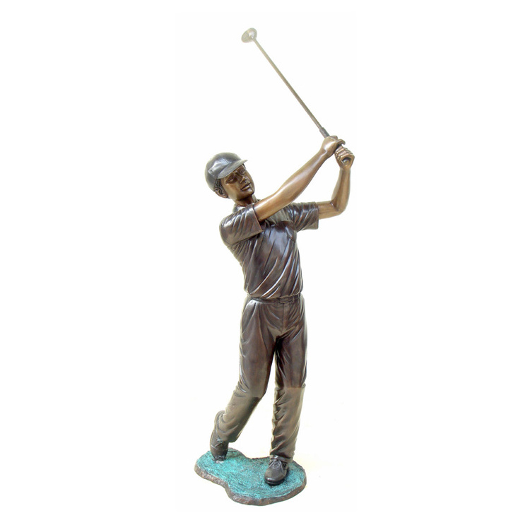 hot sale decorate Outdoor Garden Life Size Casting Bronze Children Playing Golf Statue