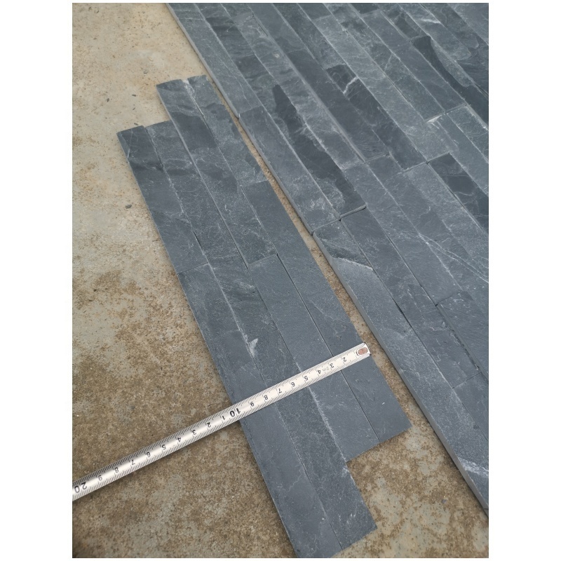 Natural black slate slim stone natural split face ledgestone wall cladding stone