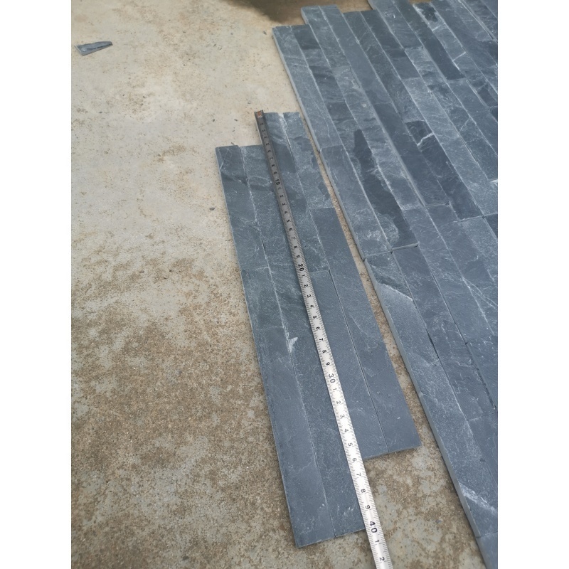 Natural black slate slim stone natural split face ledgestone wall cladding stone