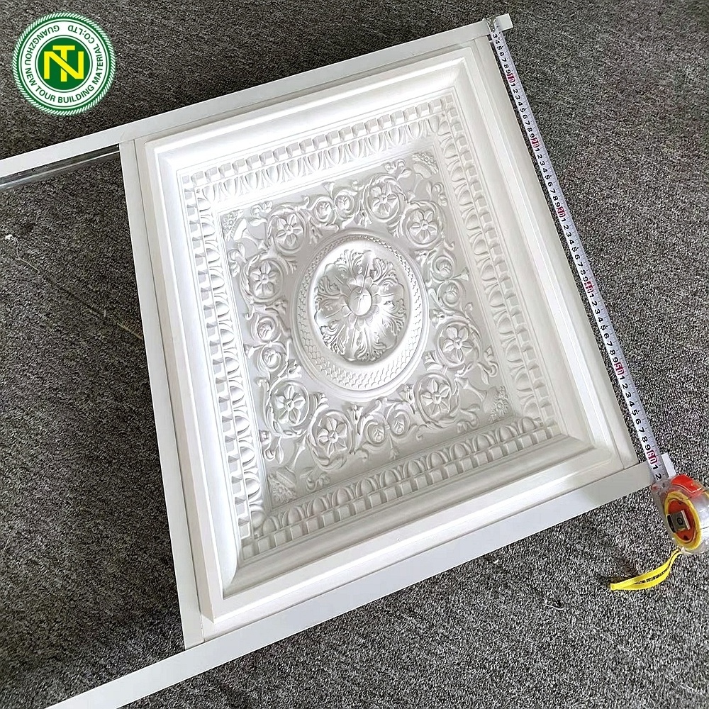 60*60CM Ceiling Tiles for Interior Home Decoration Modern Square Ceiling Medallion PU