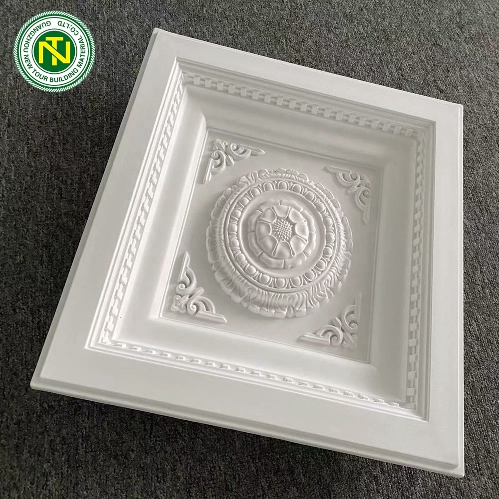 Ceiling Tiles for Interior Home Decoration Modern Loudspeakery Easy Installation Polyheadsete Foam Square Ceiling Medallion PU